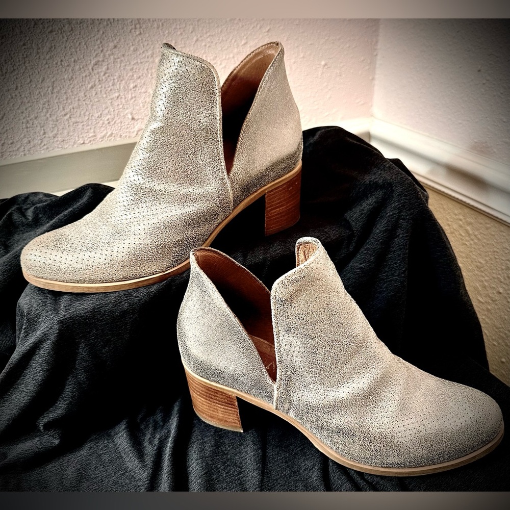 All Leather Italian Silver Ankle Booties